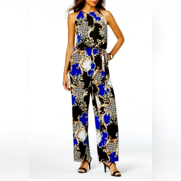 Thalia Sodi Pants - Thalia Sodi Wide Leg Chain Halter Neckline Jumpsuit